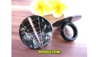 Balinese Seashells Finger Rings Resin Motif 